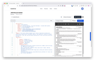 A standard resume using Compact theme