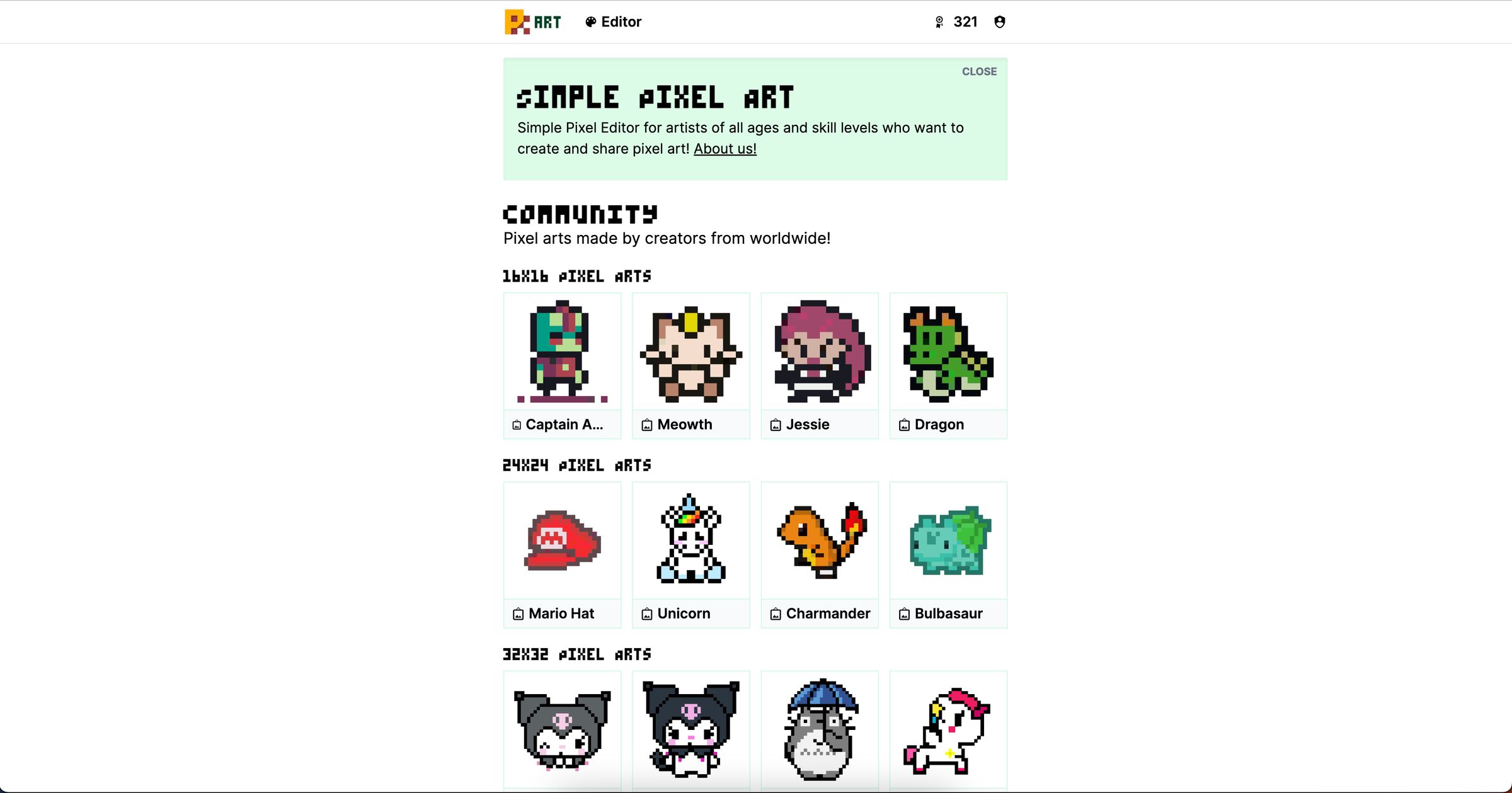 Editing 32x32 - Free online pixel art drawing tool - Pixilart