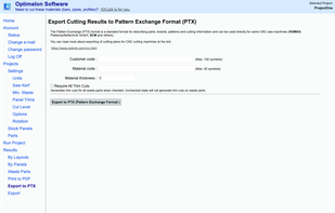 Optimalon Online Panel Cut Optimizer screenshot 1