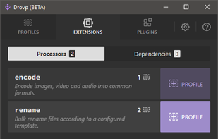 Creating profiles from installed processors.