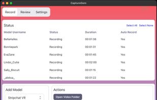 Recording dashboard