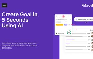 Goals - Create a goal / OKRs in less than 5 seconds with Kroolo. Just define your prompt and Goal OKRs gets instantly generated. You can create personal or team goals. 