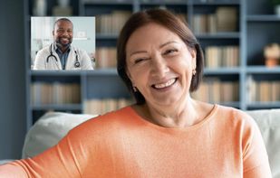 Patient call interface on tablet with chat and file exchange hidden