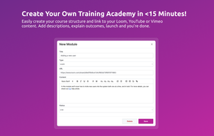 Create your own Training Academy in less than 15 minutes