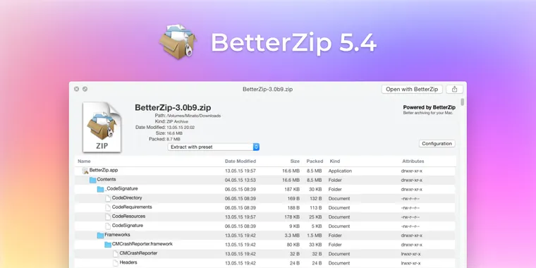 BetterZip 5.4 brings new file previews, Finder-style selection, macOS 26 support, and more image