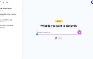The starting page of Mind Map Wizard, an AI-powered tool that helps you create mind maps.