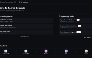 Central dashboard with quick actions