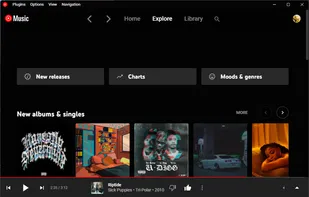 A screenshot of the Explore tab within Youtube Music (maximized window).