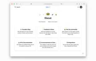 Home page with all boards of the community
