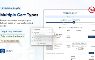 Enable cart drawer, cart popup, or full cart based on your preferance.