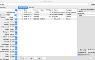CSV2QFX screenshot 1