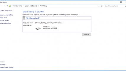 Windows File History screenshot 1