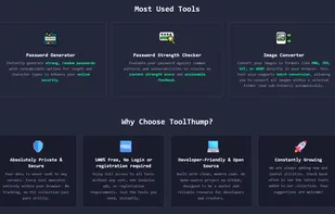 Homepage section with description of key features 