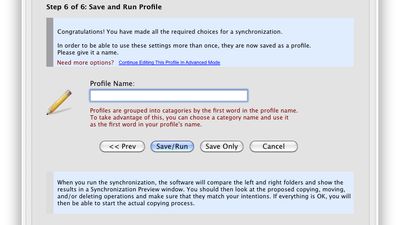 Step 6 saves the profile and runs it if you want.