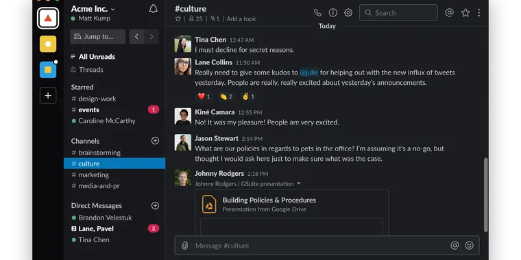 Slack for Desktop now supports a built-in dark mode image