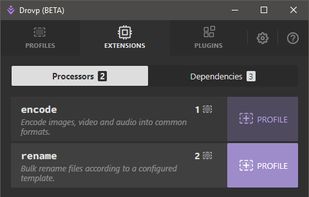 Creating profiles from installed processors.