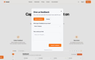 Once embedded on your site a widget of this design will appear asking your users for feedback. 