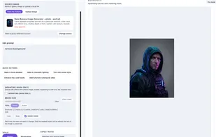 Prompt-based image editing (image-to-image) with masking and quick actions
