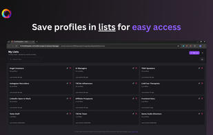 Save profiles in lists for easy access