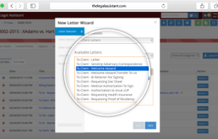 Document/Letter management and generation. Integration with Microsoft Word.