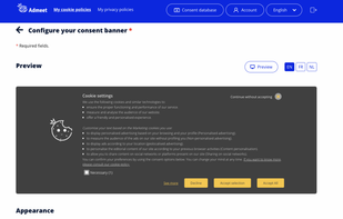 Create your customised consent banner 