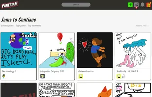 Take part in Jams to Continue. Find one you like and add the next panel