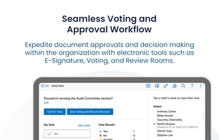 Utilize the in-app's voting and review room feature for your document approval workflow processes.