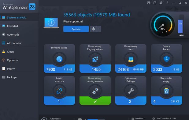 Ashampoo WinOptimizer screenshot 1