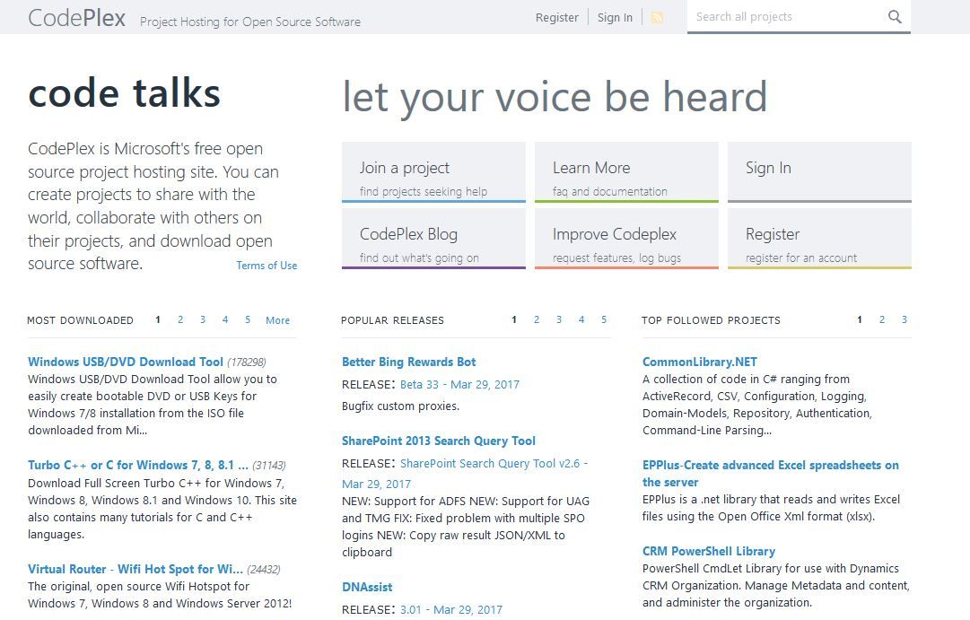 CodePlex Alternatives 25+ Source Code Hosting Services and similar