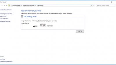 Windows File History screenshot 1