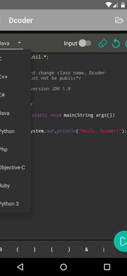 Dcoder: Mobile code compiler IDE for android, it lets you code on ...