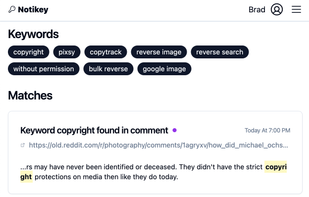 Notikey subreddit matches