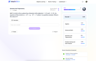 Math99th - Adaptive Learning page