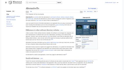 The article for AlternativeTo on Wikipedia.