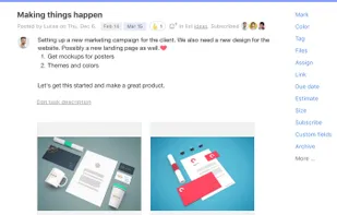 Task with to-dos,time tracking, estimates, comments and more.