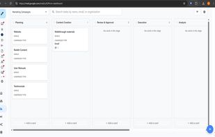 Track tasks through a Kanban style pipeline. Drag and drop items as you work on them.