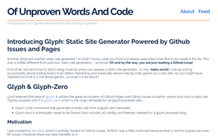 Glyph static site generator screenshot 1