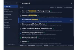 Instant unified search across local files and cloud storage — Search results from Google Drive with keyword highlighting, file preview, and keyboard shortcuts for quick navigation. Open files directly or copy paths with a single keystroke.