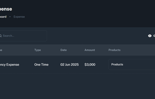 Expense tab to book indirect expenses like retainer fee, payroll of shop manager etc