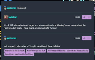 A post with tags of two wafrn users