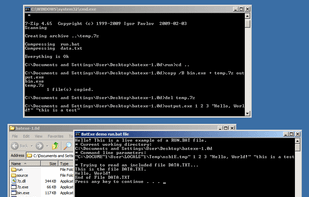 A completed compiling process with the compiled file running