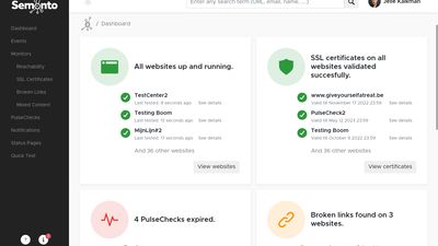 The Semonto dashboard gives you the health of alle websites at a glance.