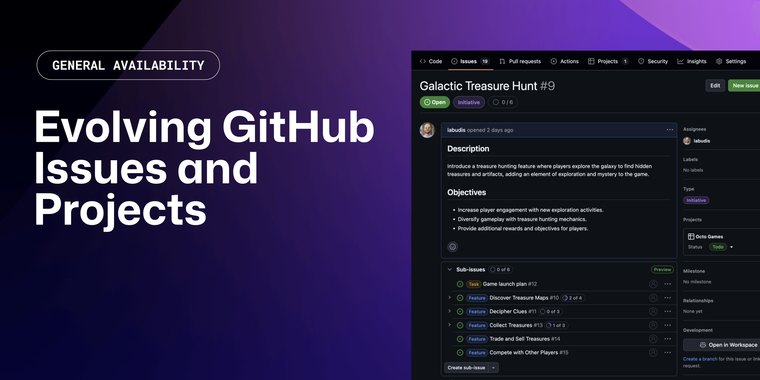 GitHub enhances project management with sub-issues, issue types & advanced search features image