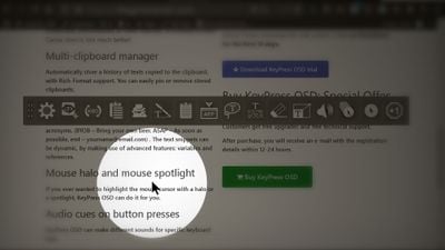 Mouse spotlight and KeyPress OSD toolbar 