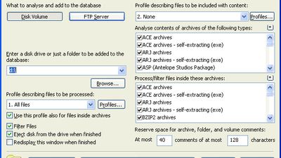 'Add a Volume to Database' Dialog Window