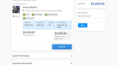 Rooms & Price Summary block (front-end