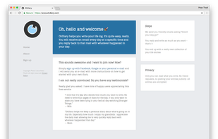 Main screen is as simple as the entire app. More interfacing is happening from your mailbox by replying to daily reminders.