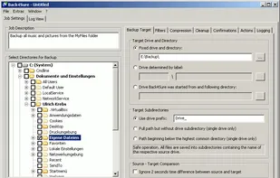Main window with source and target select