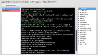 IRC feature showing the #djl channel