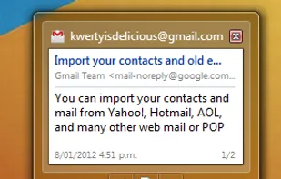 Thumbnail previews of new email